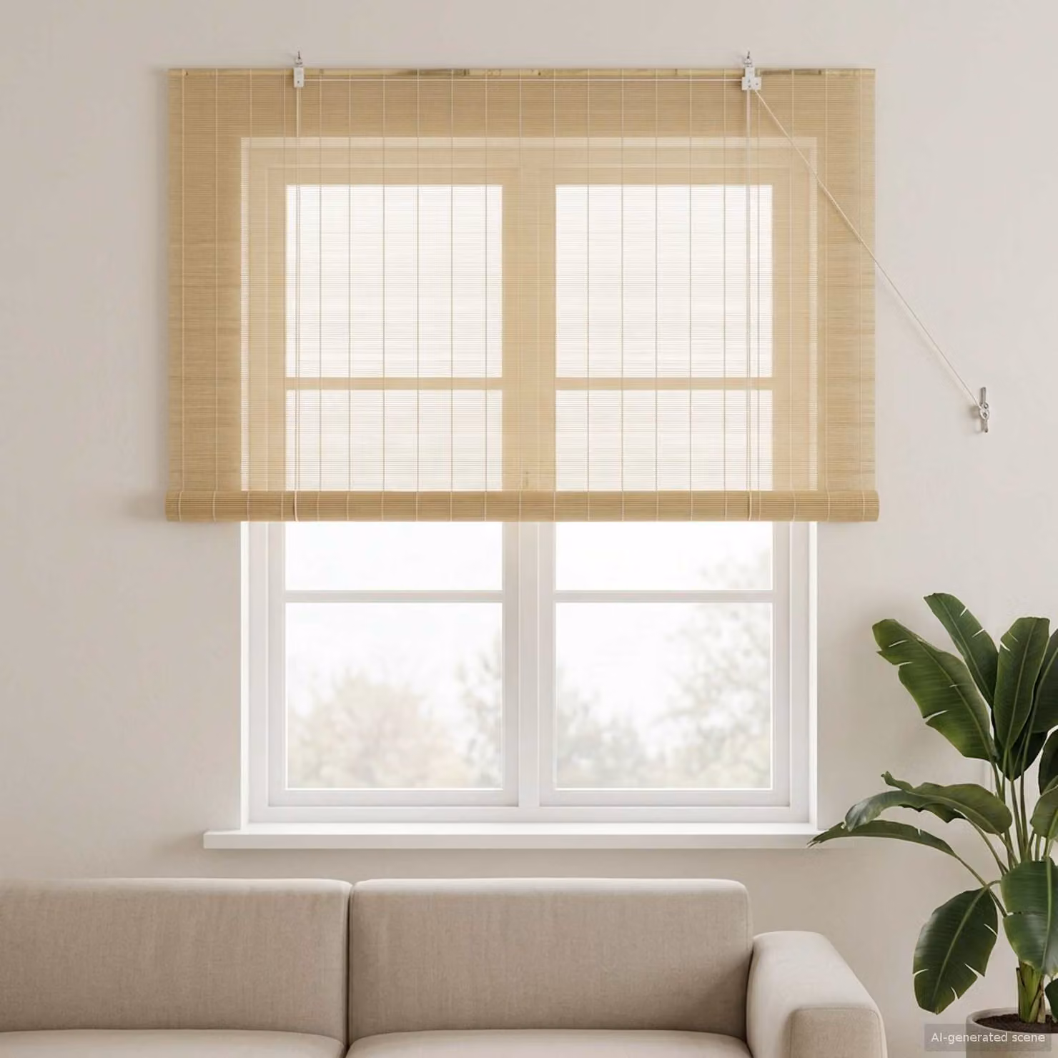 Tenda a rullo vidaXL in bambù beige e marrone, resistente ai raggi UV, L 160 x P 160 cm