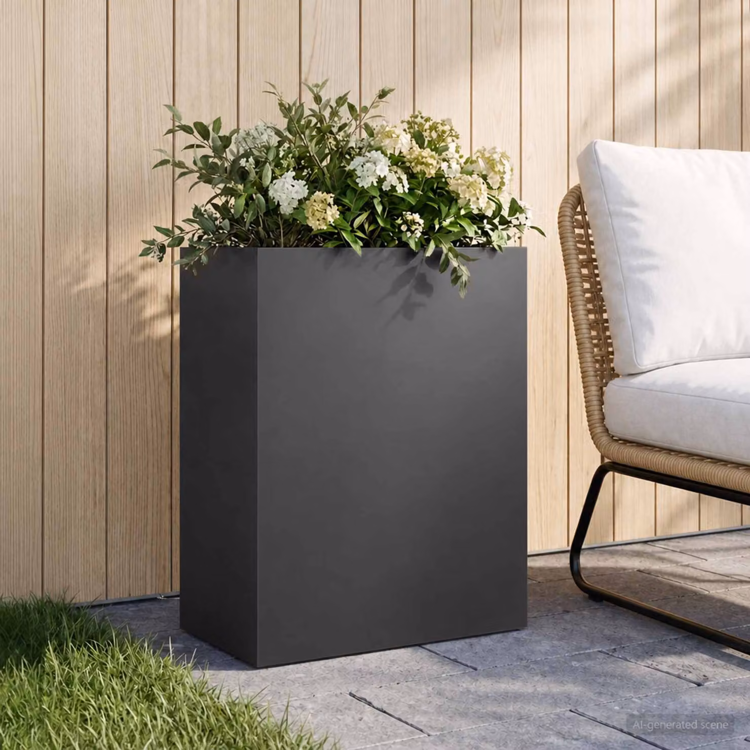 Vaso da giardino vidaXL in acciaio nero, L 40 cm x P 20 cm x H 40 cm