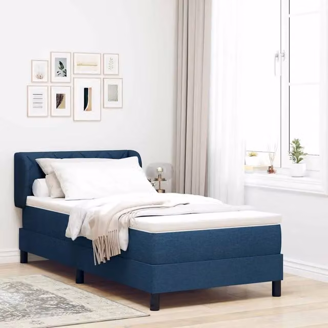 Letto a molle con testiera e cuscino blu vidaXL L/P/H: 193 x 90 x 140 cm – 1