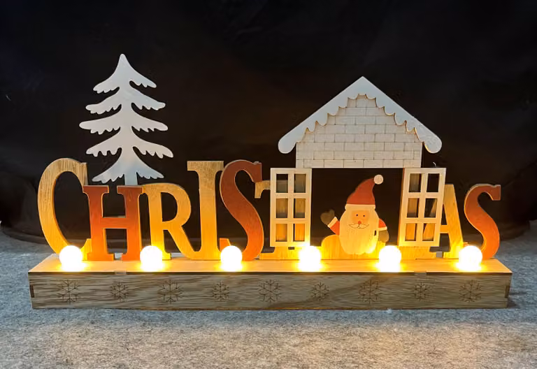 Scena invernale a LED CHRISTMAS - decorazione in legno illuminata
