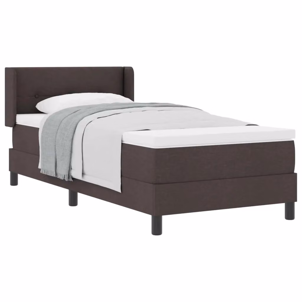 Letto a molle con testiera vidaXL in tessuto marrone con struttura in legno e MDF L/P/H: 190 x 90 x 140 cm – 2