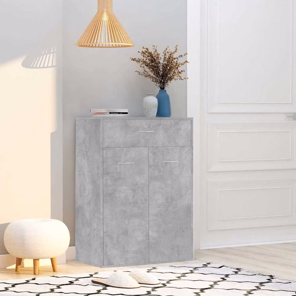 Scarpiera moderna vidaXL in legno grigio con ante a battente e ripiani, L: 60 cm, P: 35 cm, H: 84 cm