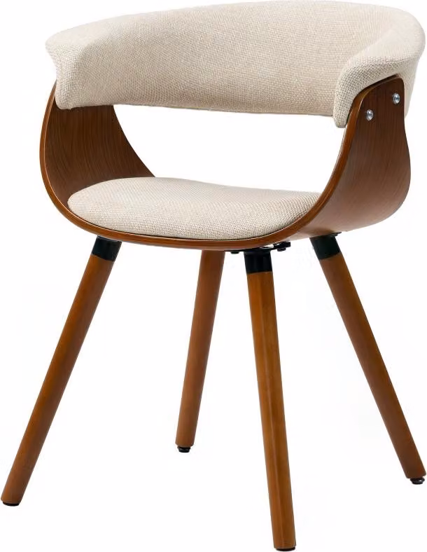 Sedia da pranzo Moonbite con schienale, dimensioni 62 x 55 x 75 cm, sedia imbottita con rivestimento effetto lino, gambe in legno sagomate, portata massima 120 kg, realizzata in poliestere, colore beige
