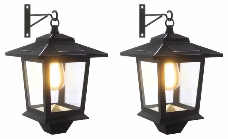 Lampada da parete con lampadina LED, confezione da 2 pezzi, colore nero, dimensioni 19 x 14 x 25 cm