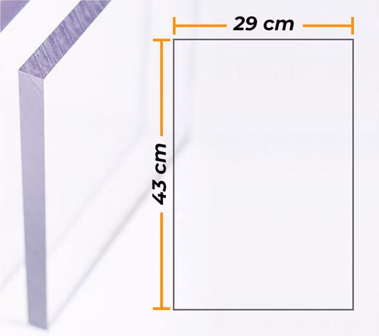Lastra di policarbonato trasparente 4 mm - 29 x 43 cm