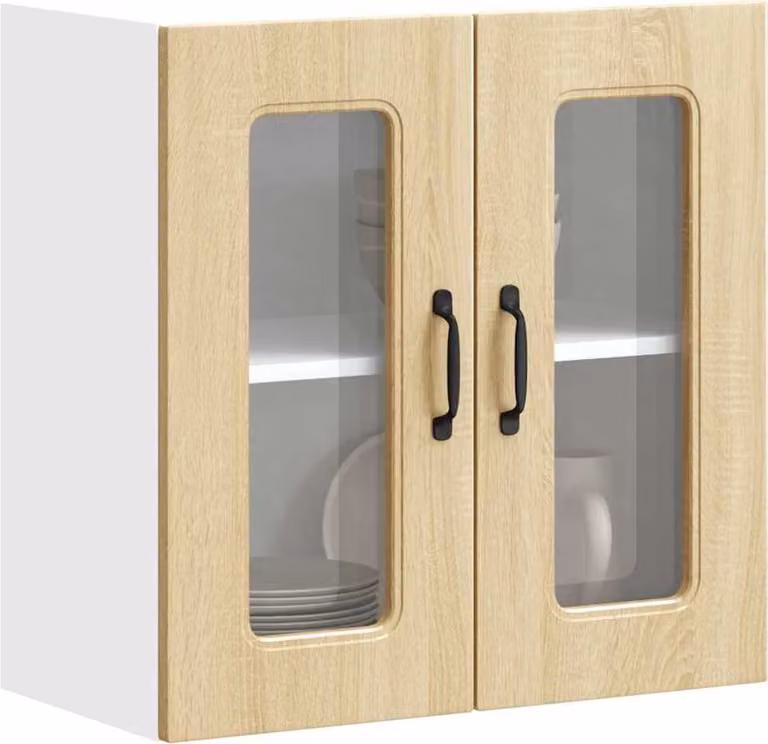 Pensile da Cucina con Porta in Vetro Kalmar Rovere Sonoma
