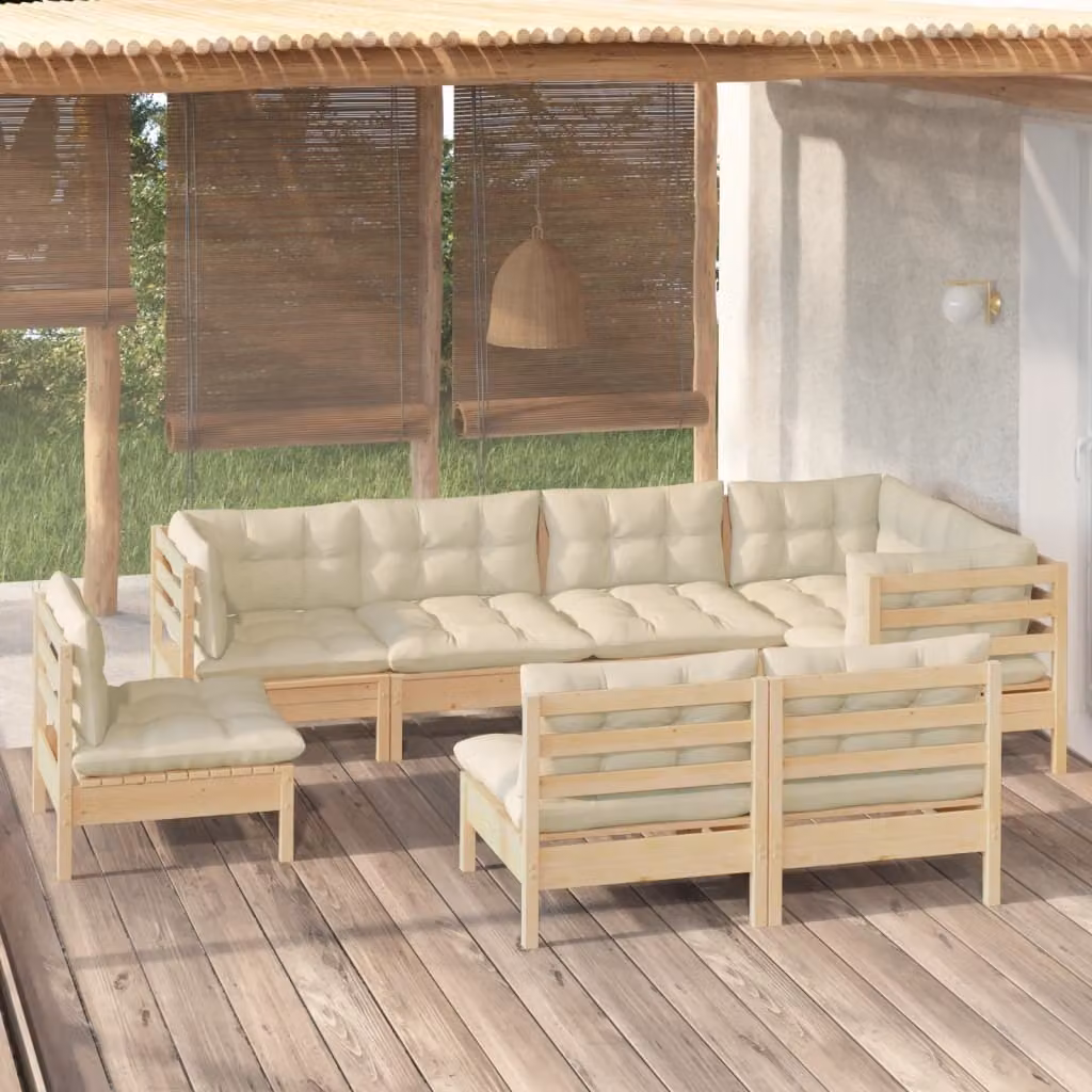 Maison Exclusive - Set Divani da Giardino 8 pz con Cuscini Crema Massello di Pino