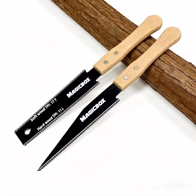 Set di due seghe giapponesi con lama in acciaio SK5, lunghezza 300 mm, tipo Ryoba con doppia dentatura