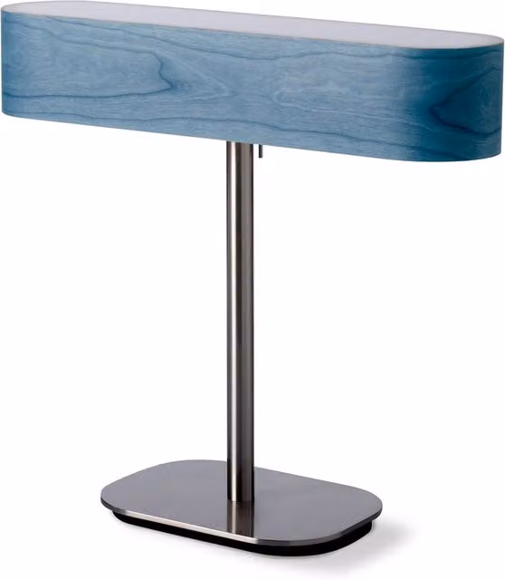 LZF I-Club Lampada da Tavolo Moderna con LED Dimmabile in Metallo e Legno, Disponibile in Nero, Blu o Argento
