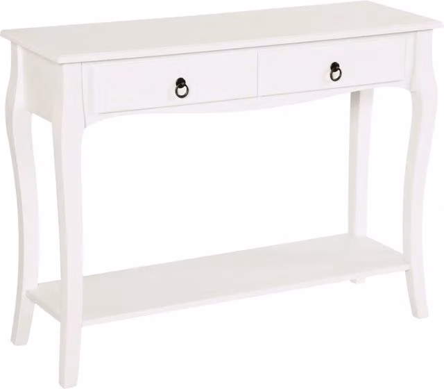 Consolle da ingresso Xylo in legno bianco lucido con cassetti e ripiano L 100 cm x P 33 cm x H 75 cm