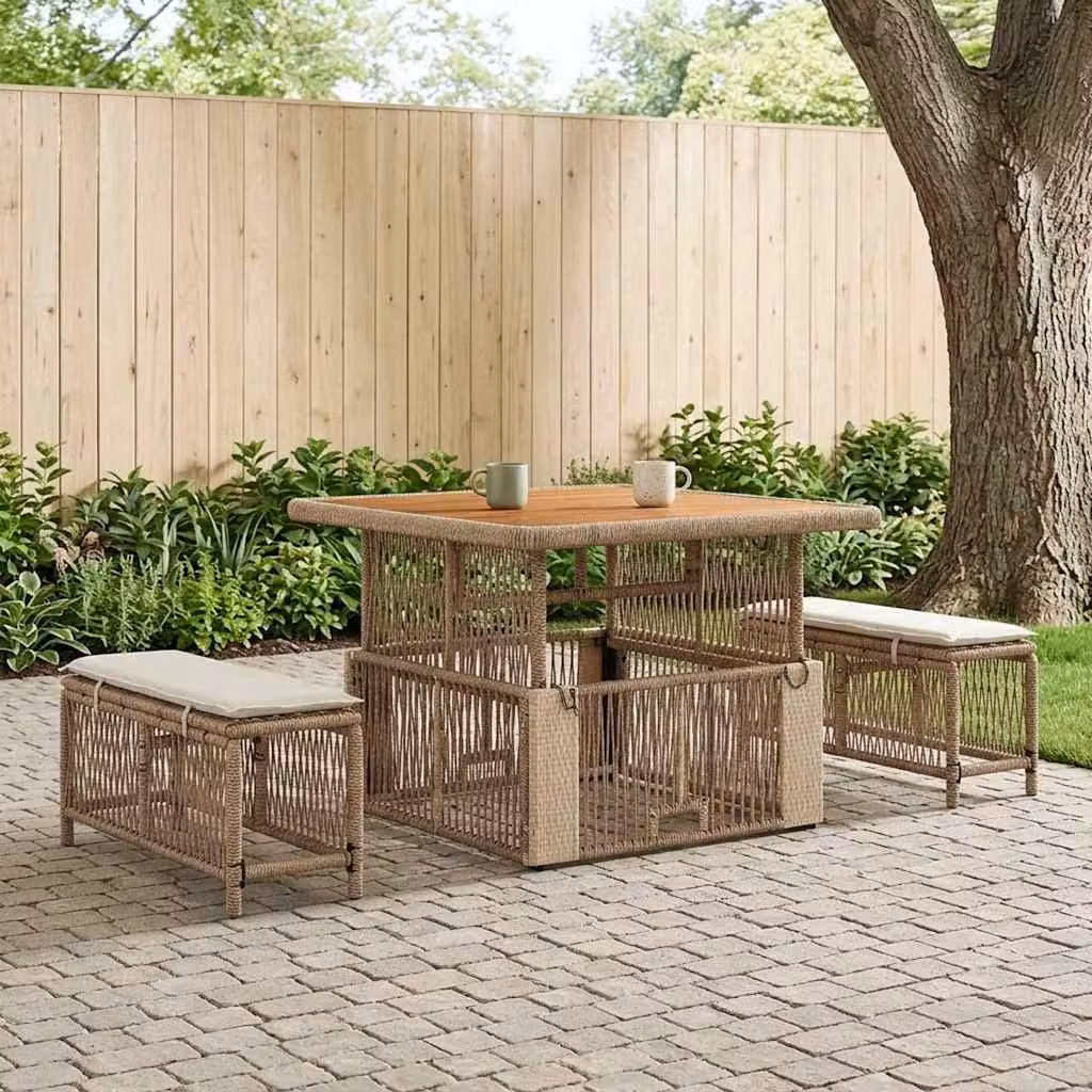 Maison Exclusive - Set da giardino per esterni, composto da 3 pezzi, in rattan sintetico beige e crema