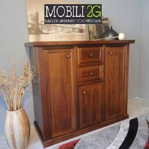 Madia credenza Mobili 2G con 3 porte e 2 cassetti color noce L 100 cm, P 39 cm, H 85 cm – 2