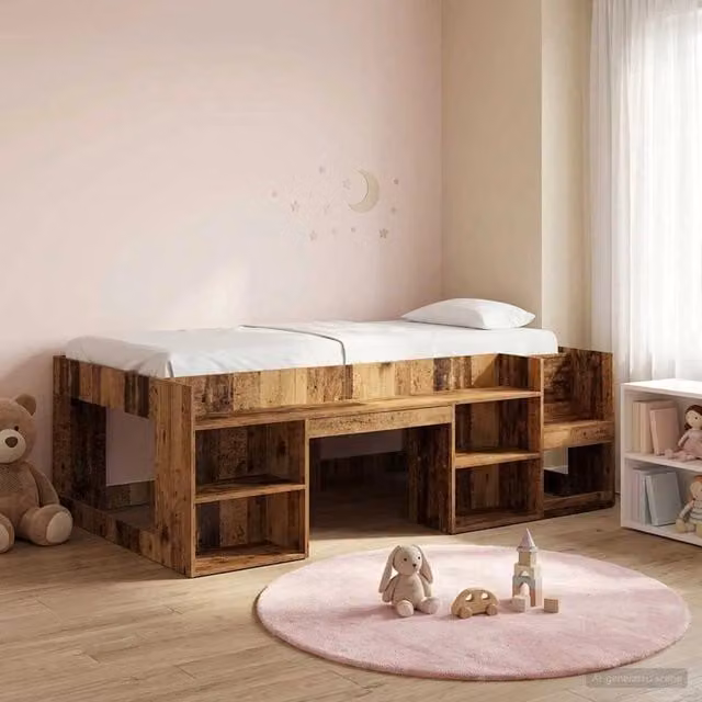 Struttura per Letto per Bambini con Ripostiglio Legno antico 3422601
