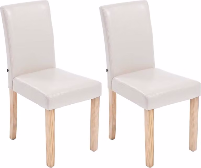 Set di 2 sedie da tavolo in Pelle finta - sedie da cucina - seduta confortevole | Colore: crema | Colore dell'abbigliamento: naturale
