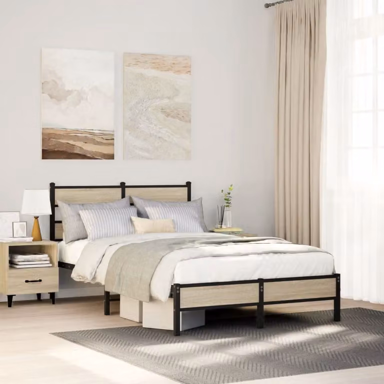 Giroletto senza materasso vidaXL in legno e metallo marrone L/P/H: 200 x 120 x 91,5 cm