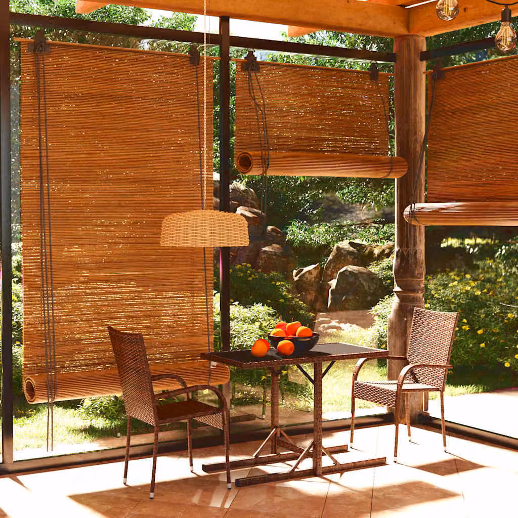 Set Mobili da Pranzo da Giardino 3 pz vidaXL in Polyrattan Marrone con Piano in Vetro