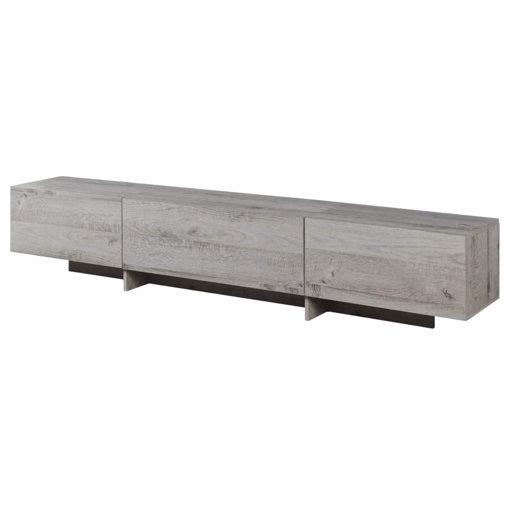 Mobile porta TV Kapipimso en.casa con ante a ribalta, design moderno, effetto rovere e grigio, L: 194 cm, P: 36,5 cm, H: 31 cm – 2