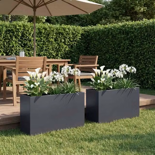 Vaso da giardino 2 pz Antracite 80 x 30 x 50 cm 8005601