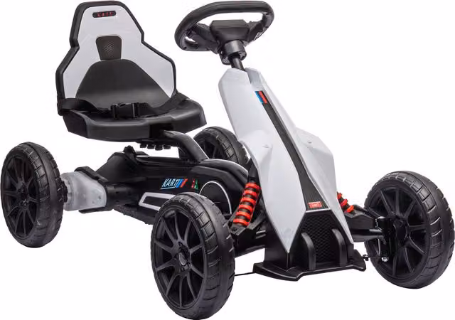 Go Kart Elettrico HOMCOM per Bambini 3-8 Anni, 12V, Bianco