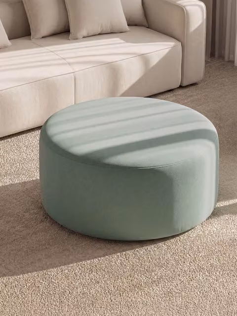 Pouf rotondo Harmony Kenay Home rivestito in tessuto verde menta diametro 90 cm