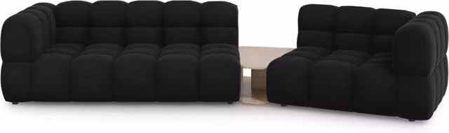 Divano modulare Sky Cosmopolitan Design a 3 posti in velluto nero con configurazione a L destra L/P/H: 353 x 126 x 90 cm – 1
