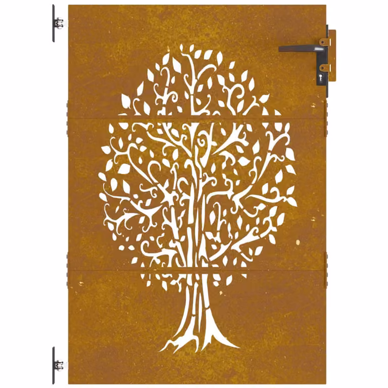 Cancello da giardino vidaXL in acciaio color marrone con design ad albero L: 85 cm, H: 150 cm