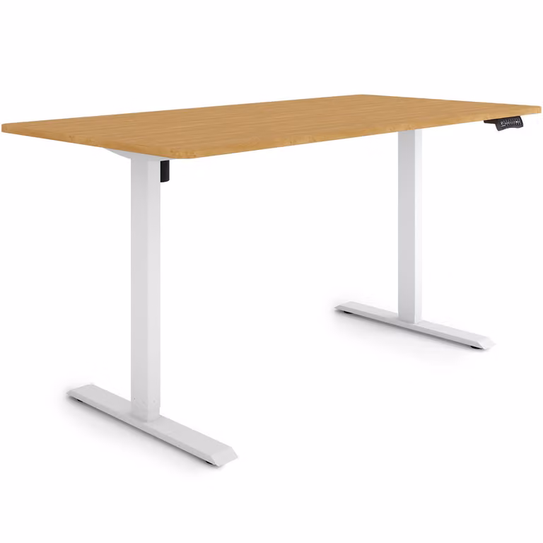 ESMART Germany ETX-121WBA 160 x 80 cm Decorazione in bambù Scrivania ergonomica sit-stand Regolabile elettricamente in altezza in modo continuo 73,5 - 123,5 cm 3x memoria Promemoria attività Avvio/arresto graduale Montaggio rapido