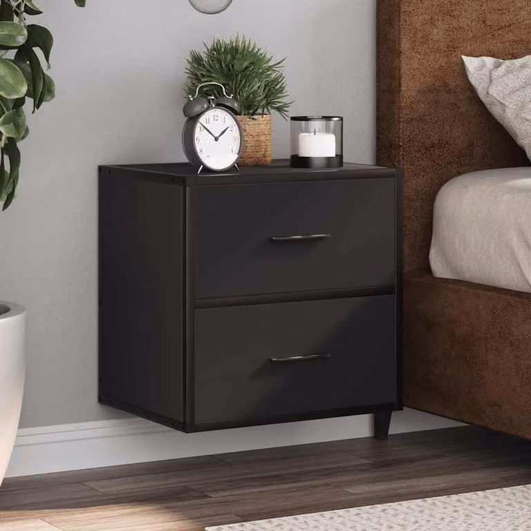 Comodino a muro moderno vidaXL in nero opaco L: 40 cm, P: 31 cm, H: 39,5 cm