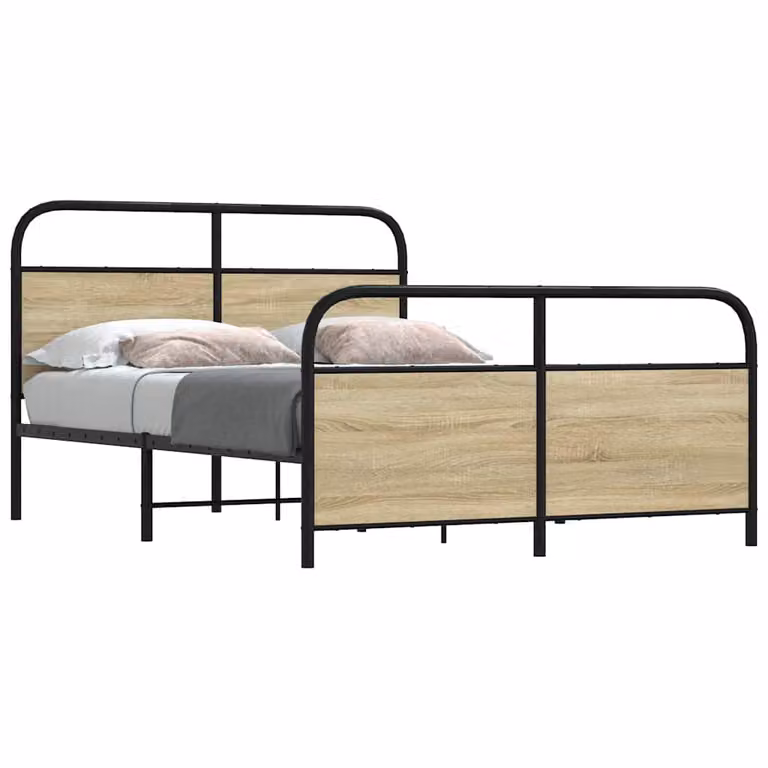 vidaXL Giroletto in Metallo e MDF Rovere Sonoma Marrone L/P/H: 200 x 140 x 100 cm