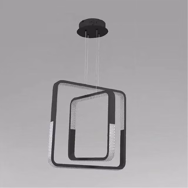 Trade Shop - Lampadario A Sospensione Led 64 W Quadrati Effetto Cristallo Moderno Nero 32194 -