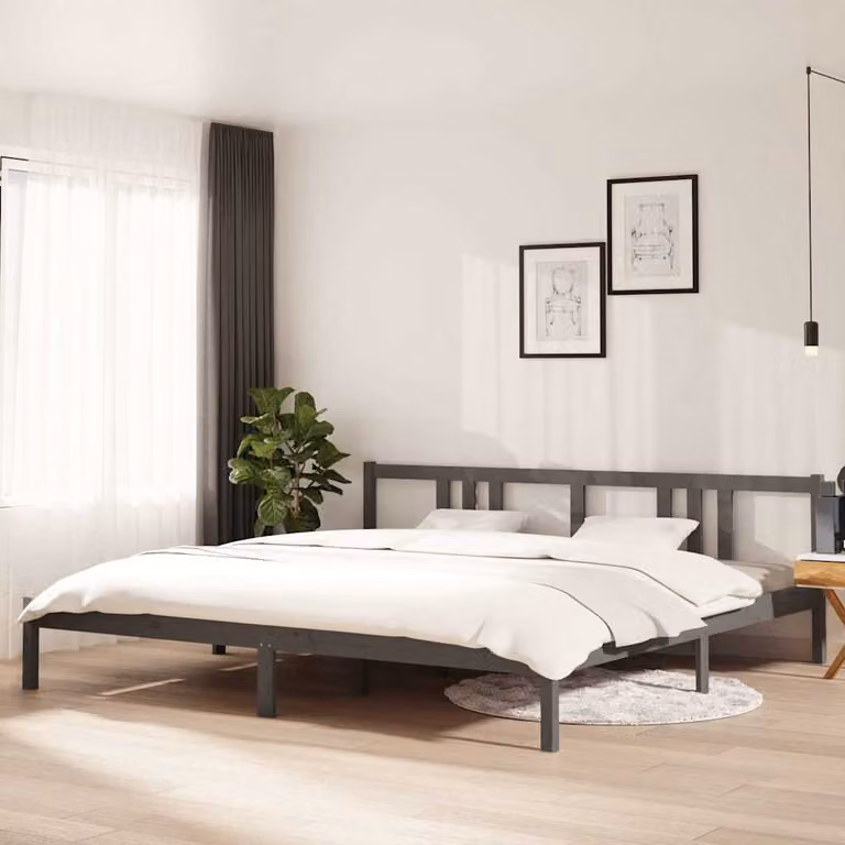 Giroletto vidaXL in legno massello di pino grigio e bianco L/P: 200 x 200 cm