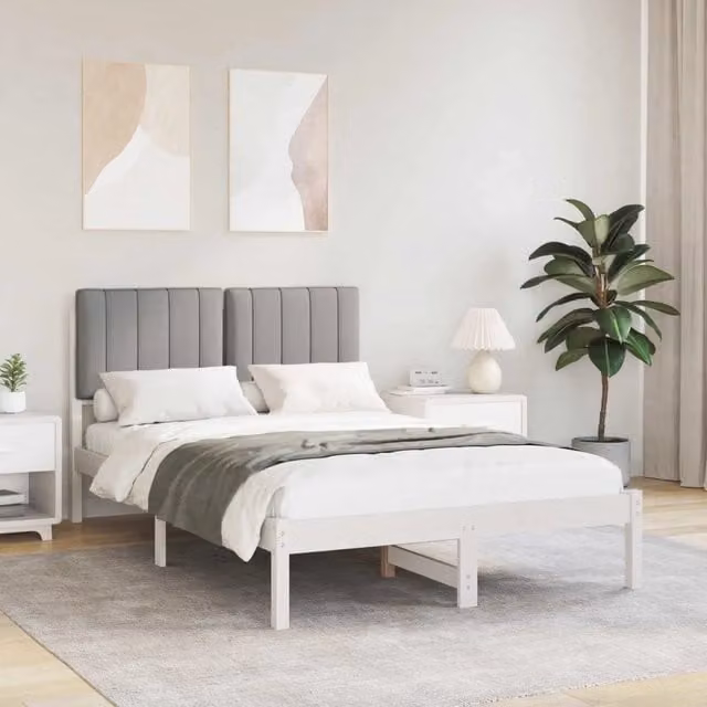 Letto con Testiera Rivestita-Struttura Letto con Testiera Grigio chiaro 120 x 190 cm 176554
