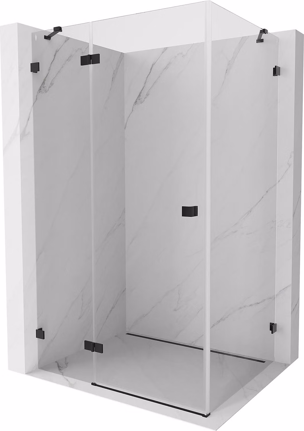 Mexen Lunar cabina doccia ad anta sinistra 70 x 80 cm, trasparente, nera - 834-070-080-70-00-L