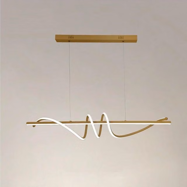 Trade Shop Lampadario A Sospensione Led 65W Oro a Spirale Ondulata con Luce 4000K