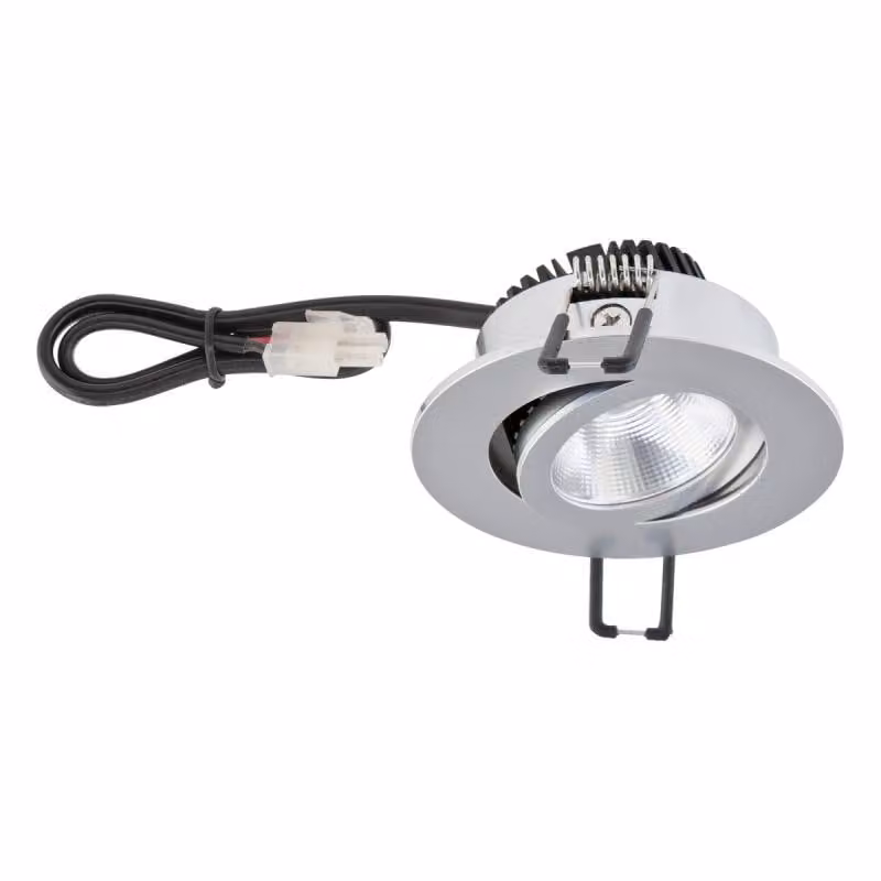 EVN P-LED da incasso a soffitto, rotonda e orientabile, cromo opaco, IP20, 350 mA, 6 W, 3000 K, 620 lm, 90 Ra, diametro di incasso 68 mm