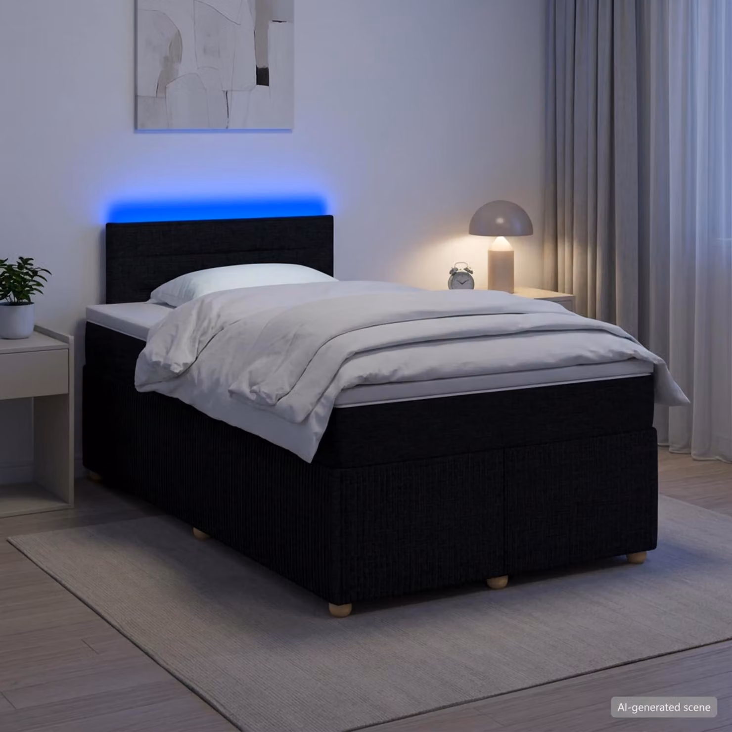Letto box spring con materasso ibrido vidaXL in tessuto nero L/P: 120 x 200 cm
