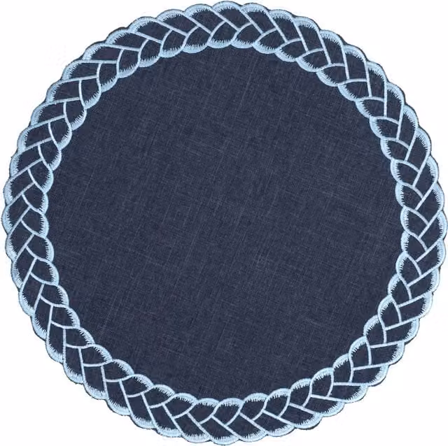 Tovaglietta tonda Kasanova in cotone blu motivo maritime Diametro: 38 cm