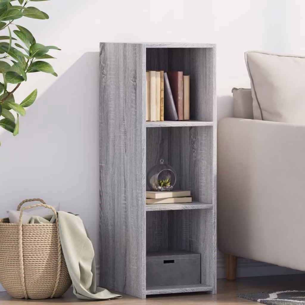 Credenza moderna vidaXL in legno multistrato e MDF, Grigio Sonoma, L: 30 cm, P: 41 cm, H: 93 cm