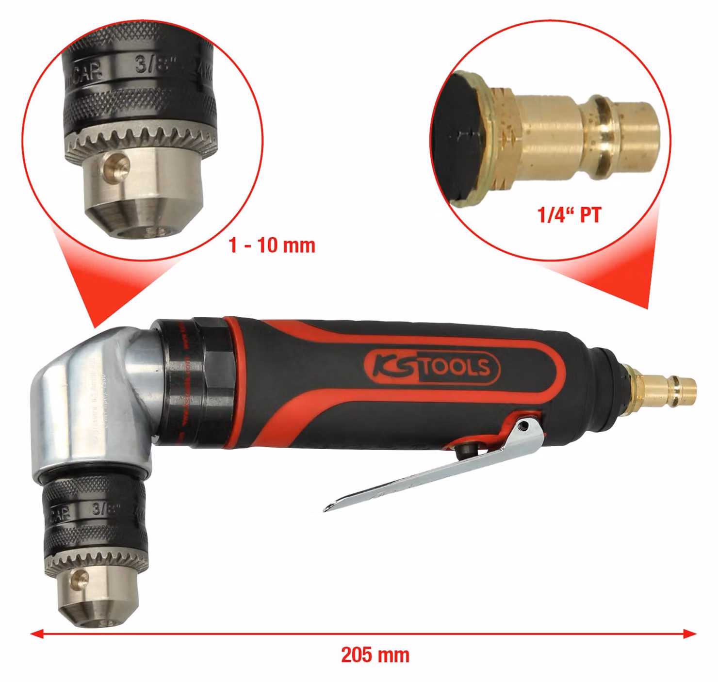 KS Tools Trapano angolare pneumatico da 10 mm