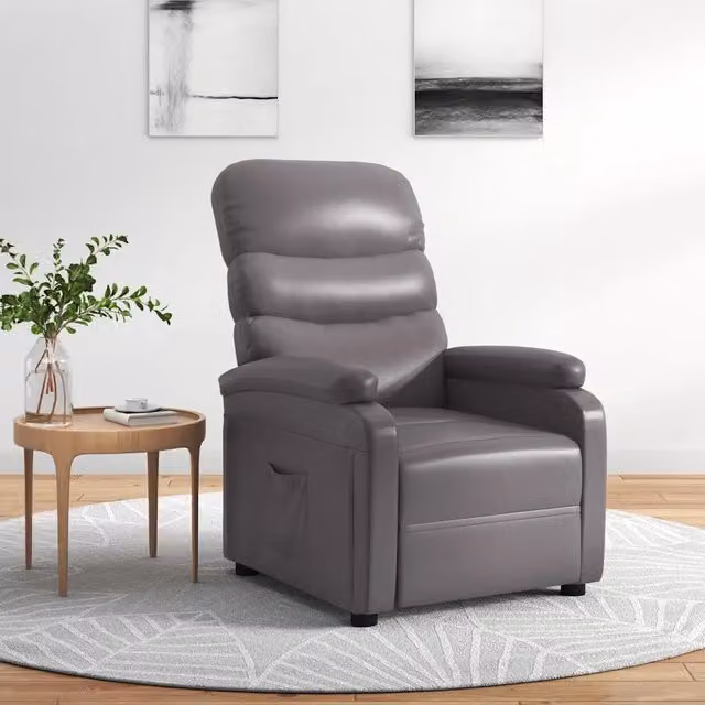Poltrona Reclinabile Relax vidaXL in Similpelle Grigia con Braccioli e Regolazione Manuale