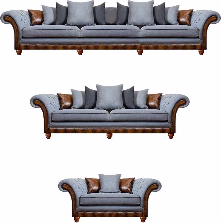Chesterfield Luxuriöse Sofagarnitur 3+2+1 Couchen Polstersitz Wohnzimmer