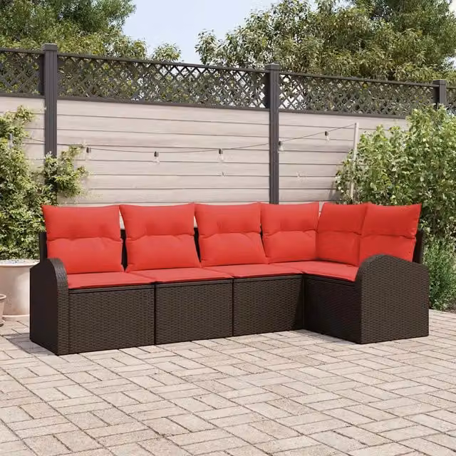 Set Divano da Giardino 5 pz Marrone polyrattan 3346044