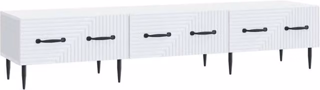 Mobile TV-Credenza Design In Bianco in Legno MDF per Soggiorno L: 147 cm, P: 34,5 cm, H: 30 cm