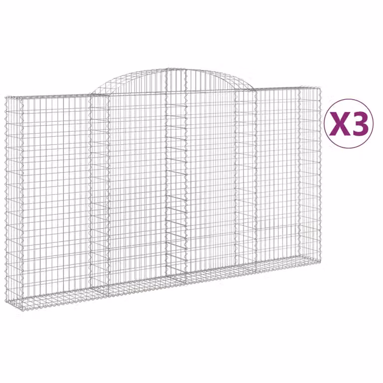 Cesti Gabbioni ad Arco 3 pz 300x30x160/180 cm Ferro Zincato
