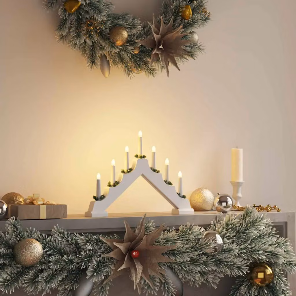 Ponte decorativo di Natale con 7 candele LED vidaXL, colore bianco, L 39.5 cm x P 5 cm x H 29 cm
