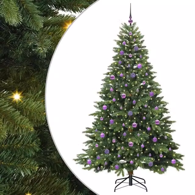 Albero di Natale Artificiale-Albero Natalizio con 300 LED Verde 210 cm PE e PVC 467762