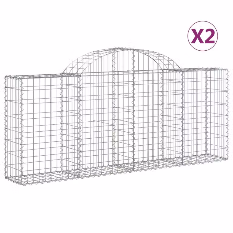 Cesti Gabbioni ad Arco 2 pz 200x30x80/100 cm Ferro Zincato