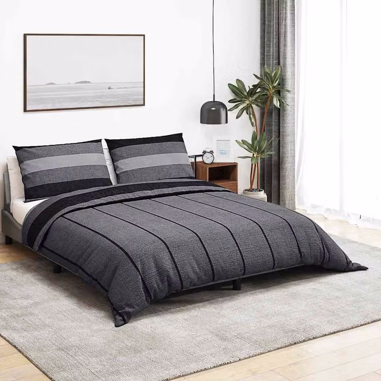 Set Copripiumino e Federe vidaXL in Cotone Grigio L 260 cm x P 220 cm