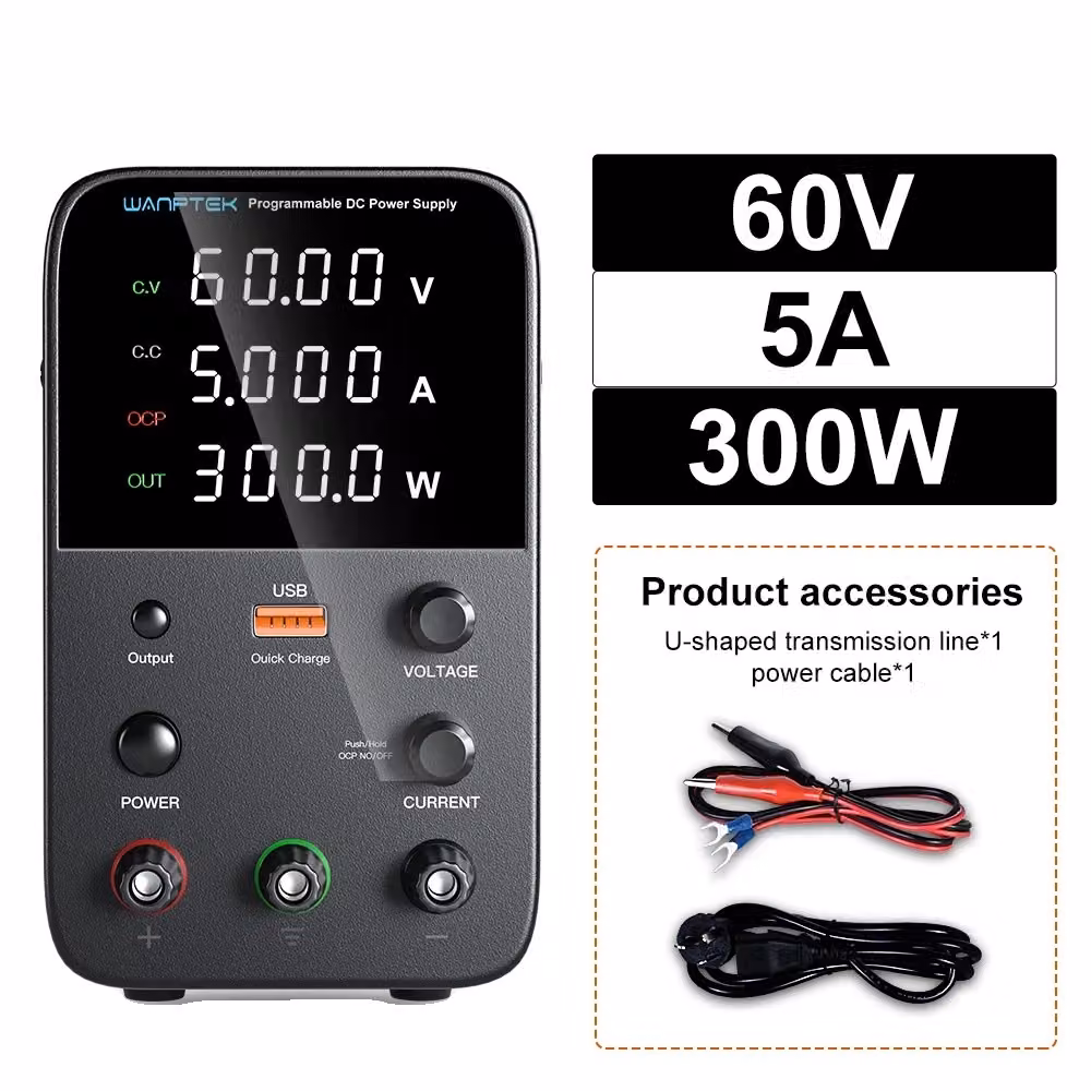 Wanptek Alimentatore DC, tensione di uscita 30V/60V/120V, corrente regolabile fino a 10A, WPS605H