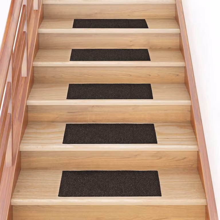 Set di 30 tappetini autoadesivi per scale vidaXL, rettangolari, marrone scuro, 60 x 25 cm